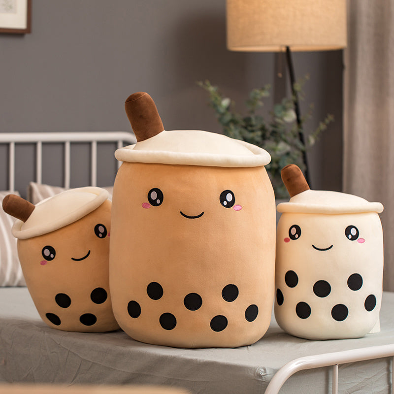 Unique Soft Teddy Plush Boba Milk Tea Plushie Toy Stuffed Fruit Shape