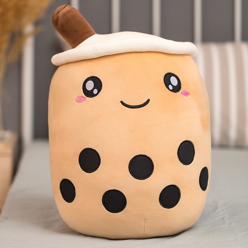Unique Soft Teddy Plush Boba Milk Tea Plushie Toy Stuffed Fruit Shape