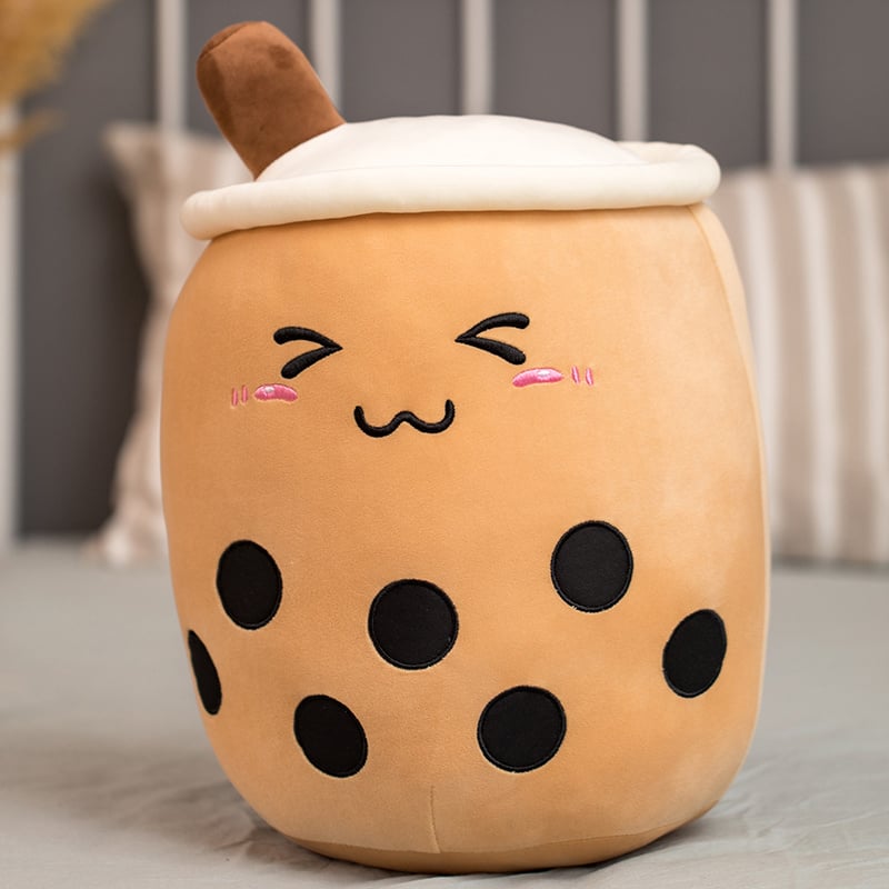 Unique Soft Teddy Plush Boba Milk Tea Plushie Toy Stuffed Fruit Shape