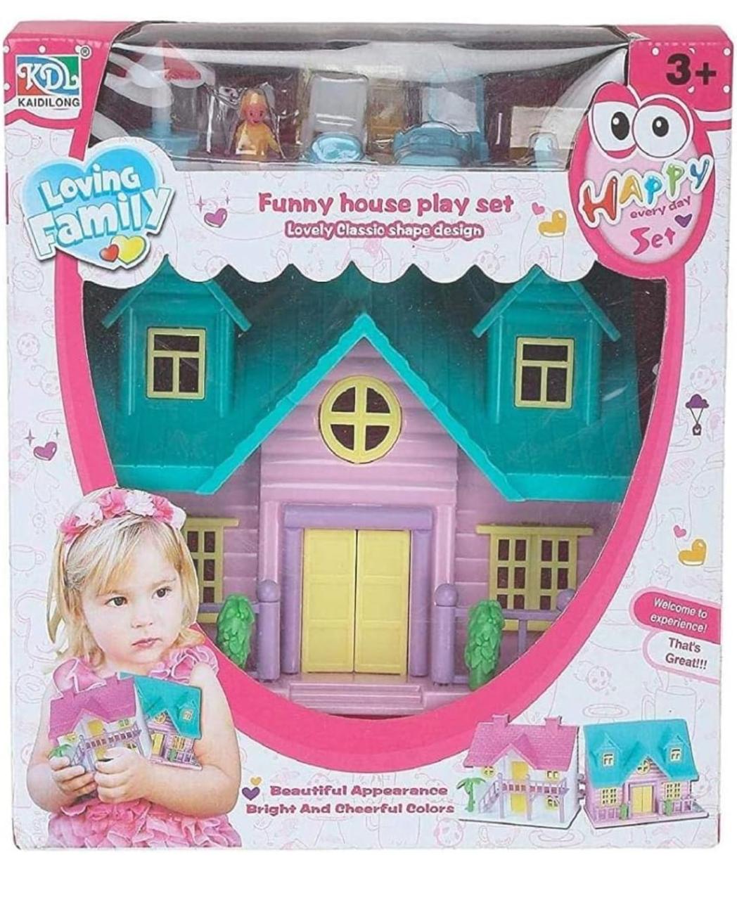 Small Doll House Play Set for Girls (Pink)