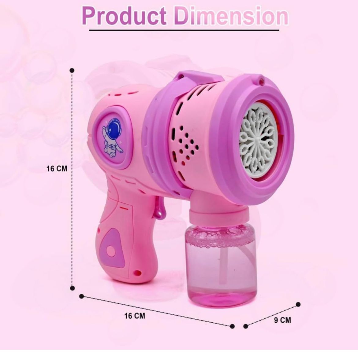Rechargeable Bubble Machine with LED Lights, 2 Bubble Solution Bottles,