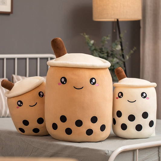 Unique Soft Teddy Plush Boba Milk Tea Plushie Toy Stuffed Fruit Shape